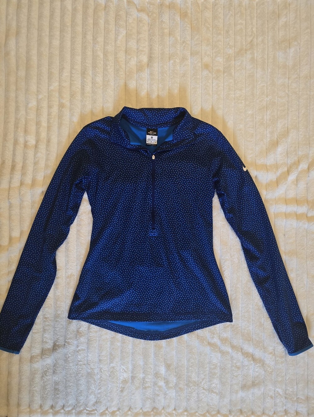 Nike Pro Dri-Fit Blue Polka Dot Half Zip Athletic Top